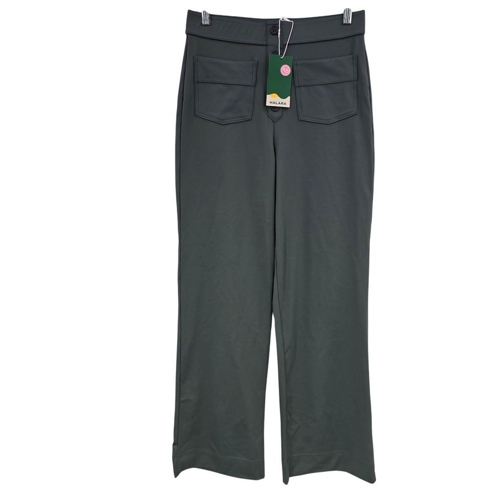 Halara Play it My Way Pants Women M Olive Stretch Knit Pocket Dress Trousers